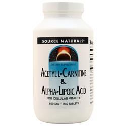 Source Naturals Ацетил L-карнитин и Альфа-липоевая кислота (650 мг) 240 таблеток