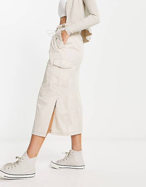 

Юбка миди карго со сборками на талии ASOS DESIGN