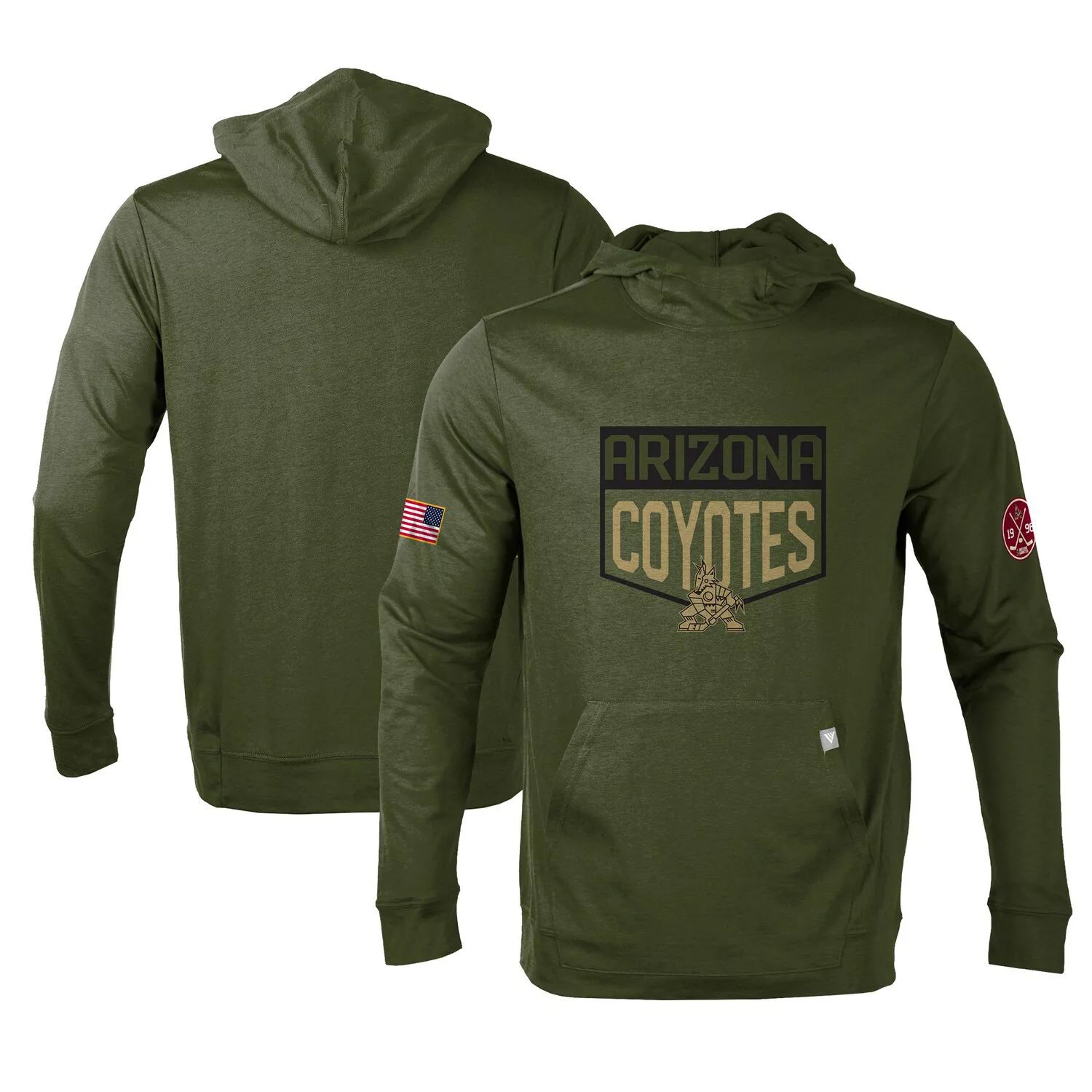 Мужской оливковый пуловер с капюшоном Arizona Coyotes Thrive Tri-Blend