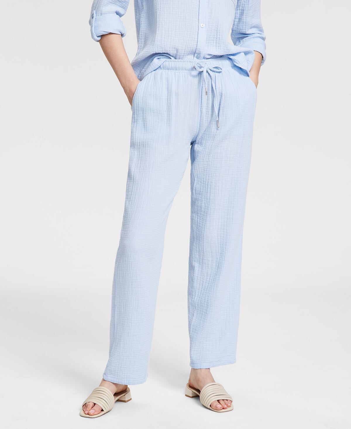 

Женские брюки из хлопкового крепа с завязками на талии Calvin Klein Jeans