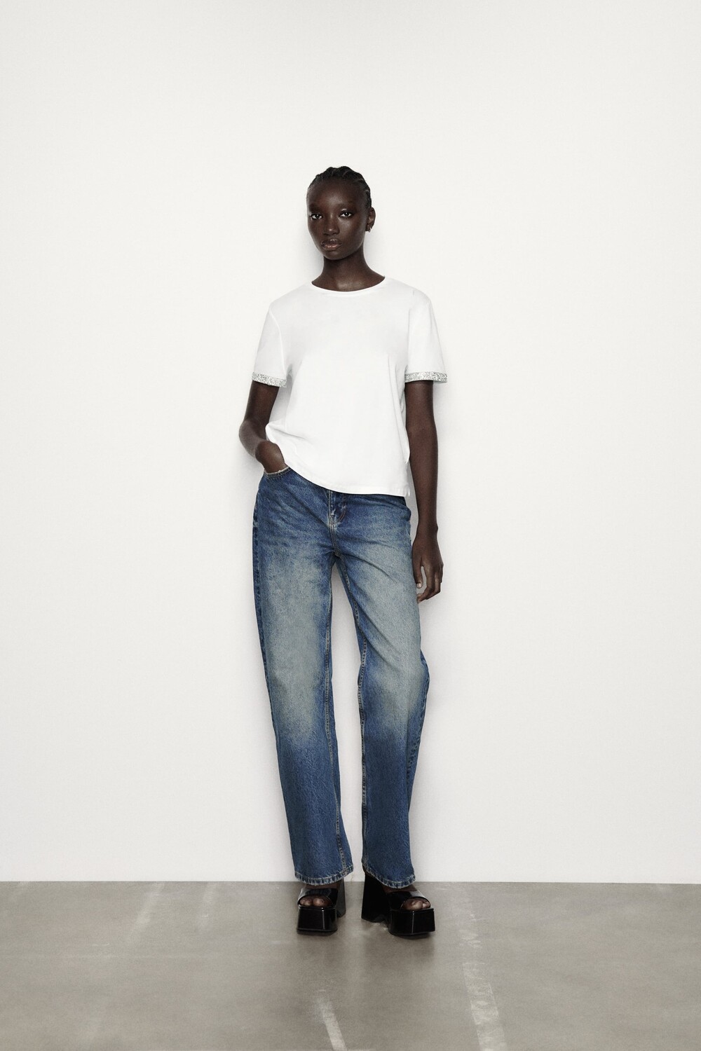 

Футболка из хлопка Zara, белый