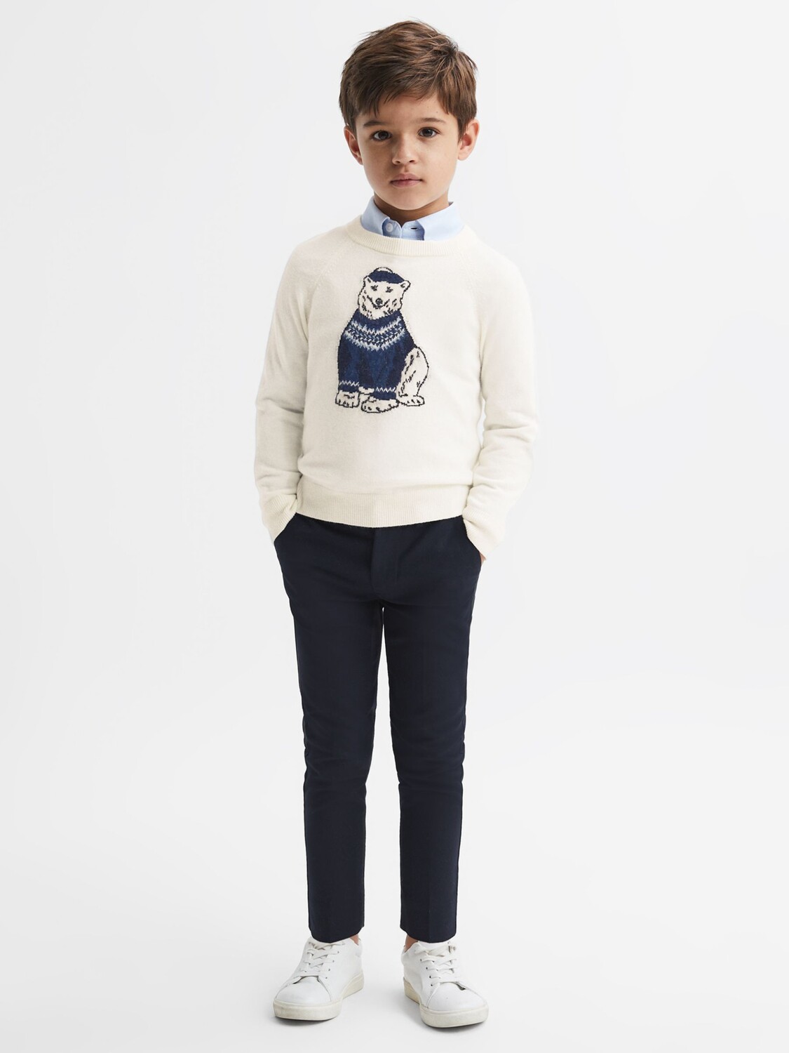 

Детский джемпер Osburn из смесовой шерсти Reiss, экрю