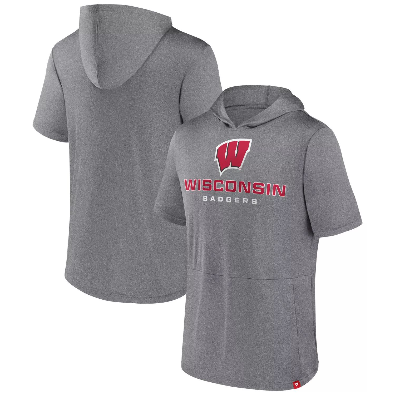 

Мужская футболка с капюшоном с логотипом Heather Grey Wisconsin Badgers Modern Stack Fanatics