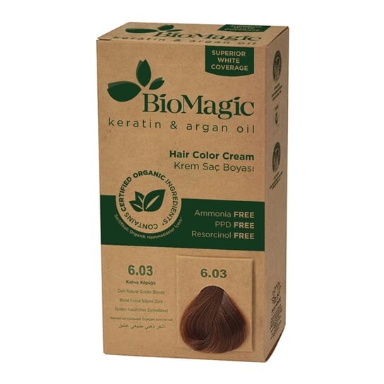 

КРАСКА ДЛЯ ВОЛОС ТЕМНО-ЗОЛОТОЙ БЛОНД (6/03) 250 г - BIOMAGIC, Biomeda