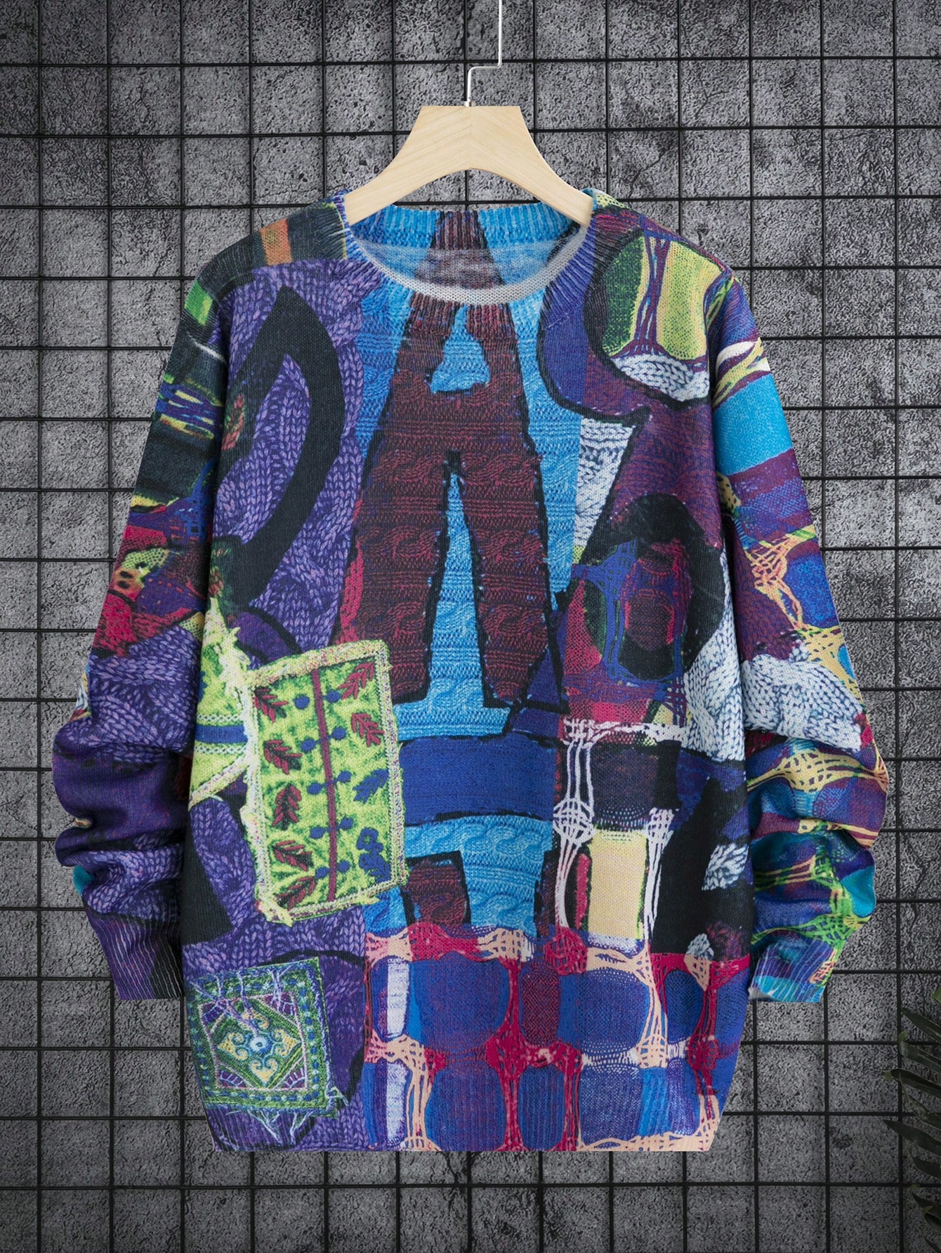Мужской свитер с круглым вырезом Manfinity с креативным принтом, многоцветный koan knitwear свитер с круглым вырезом и узором из кос белый