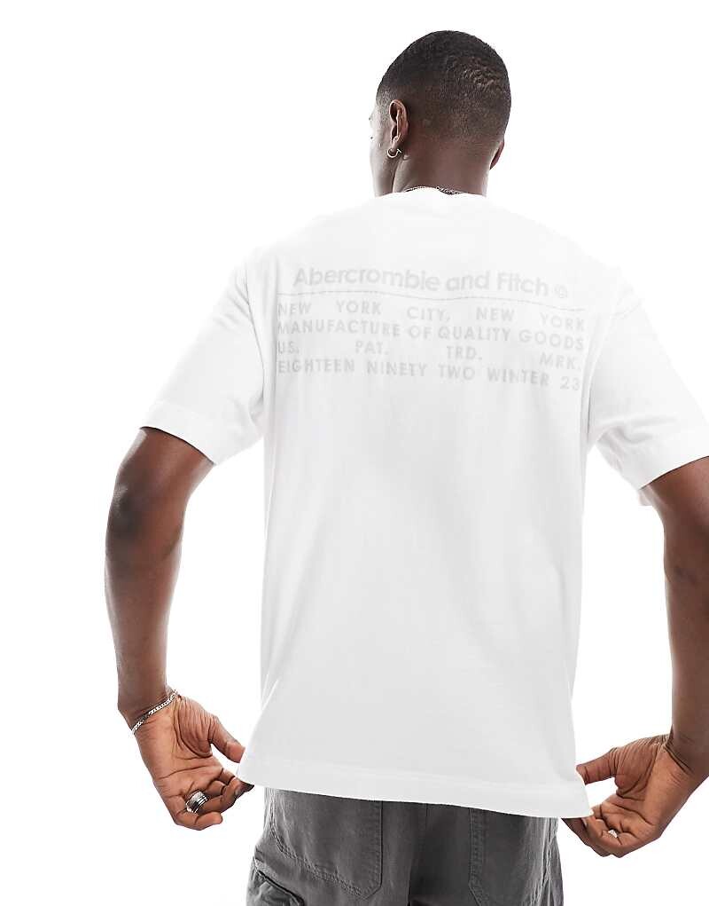 

Abercrombie & Fitch – Premium – Белая большая футболка с винтажным логотипом
