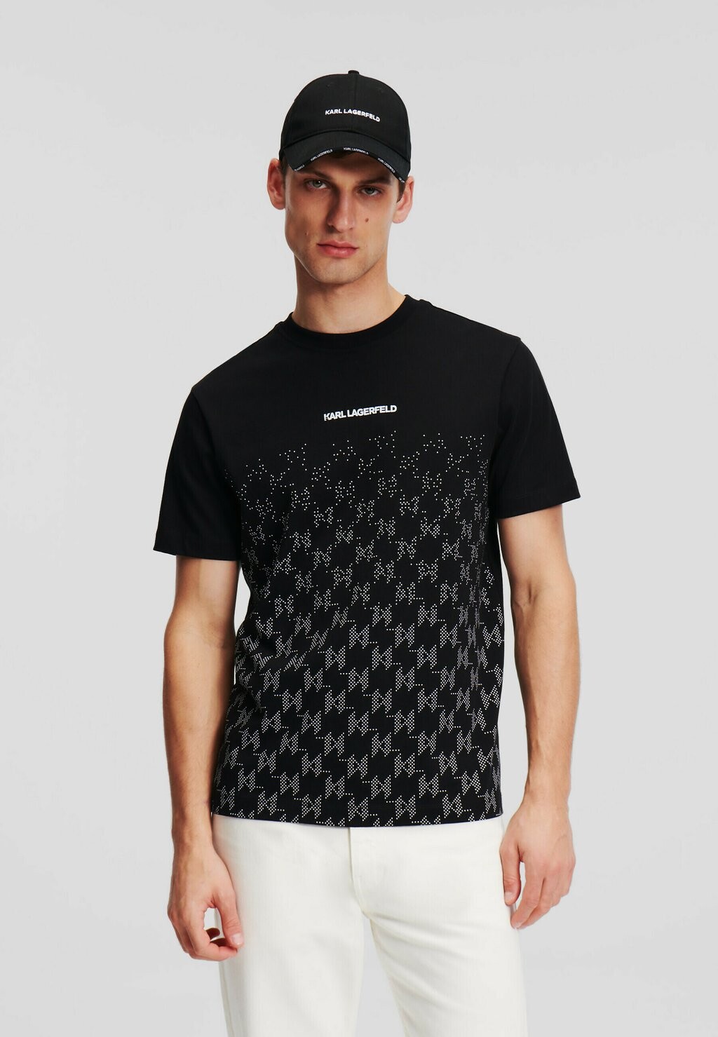

Футболка с принтом MONOGRAM FADE KARL LAGERFELD, цвет black white check monogram