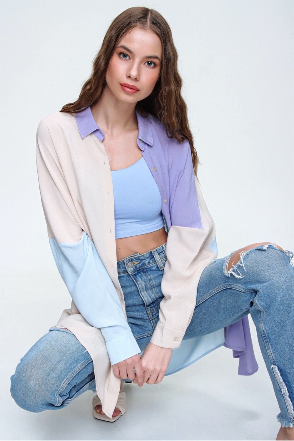 

Рубашка - Многоцветный - Oversize Trend Alaçatı Stili, разноцветный