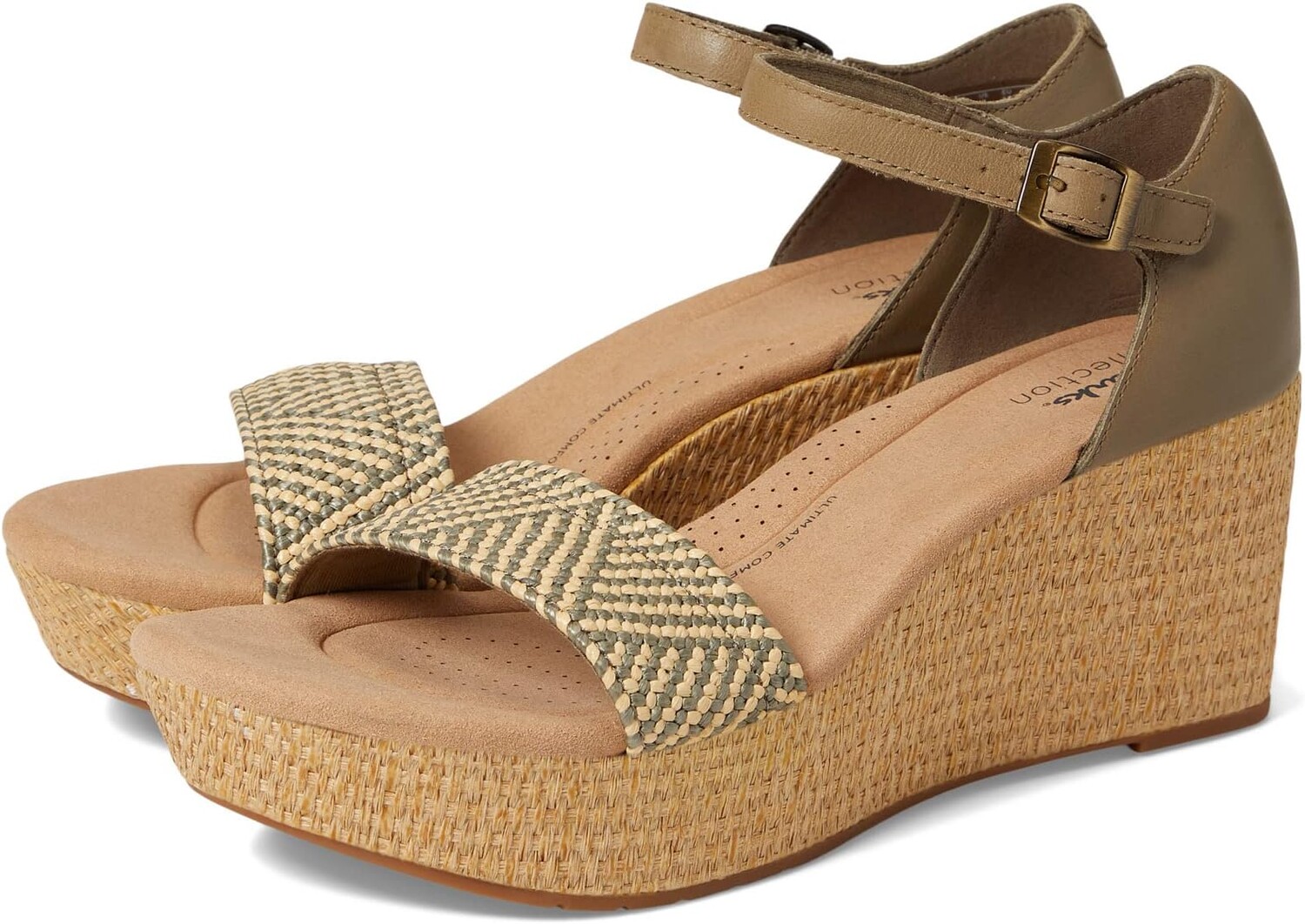 

Босоножки Rose Ease Clarks, цвет Olive Leather