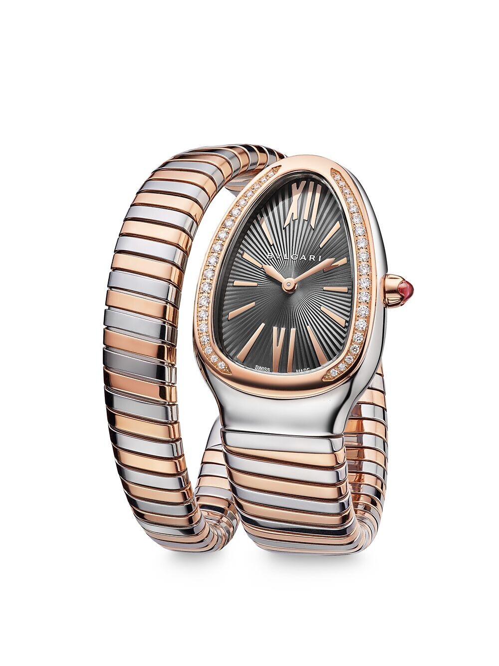 

Часы Serpenti Tubogas из розового золота, нержавеющей стали и бриллиантов с одним поворотом BVLGARI, золотой