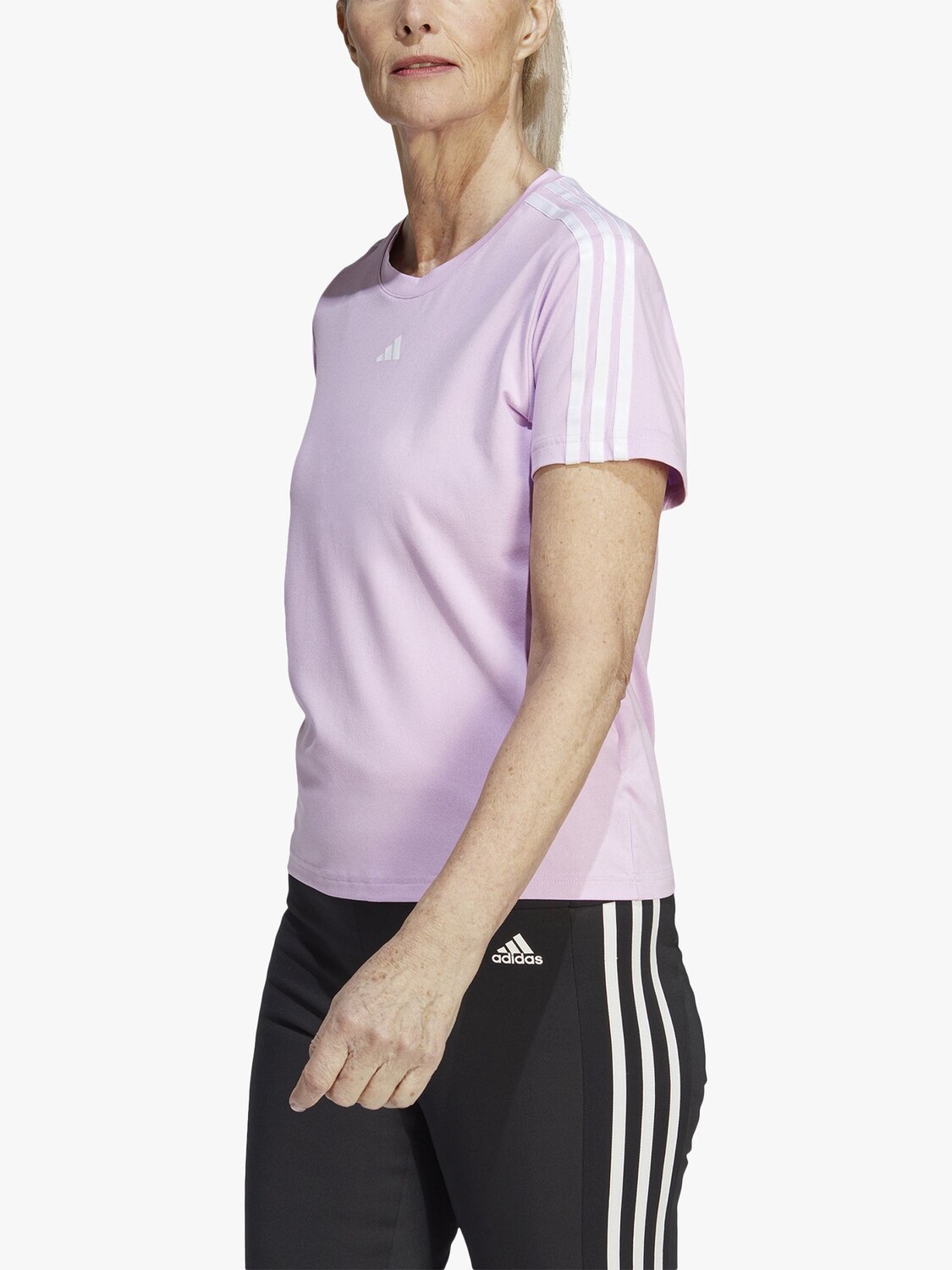 

Adidas Train Essentials Спортивный топ из переработанного материала с 3 полосками, Bliss Lilac/White