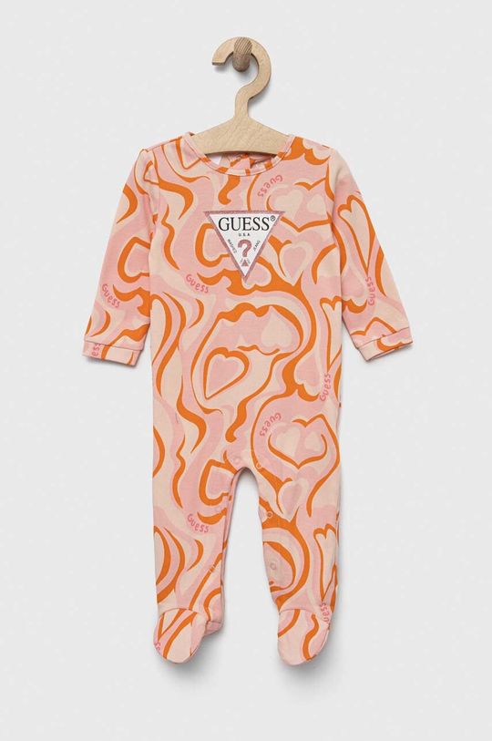Хлопковые комбинезоны для новорожденных Guess, оранжевый комбинезоны для новорожденных летние хлопковые наряды с цветочной вышивкой и рукавами мушками для маленьких принцесс