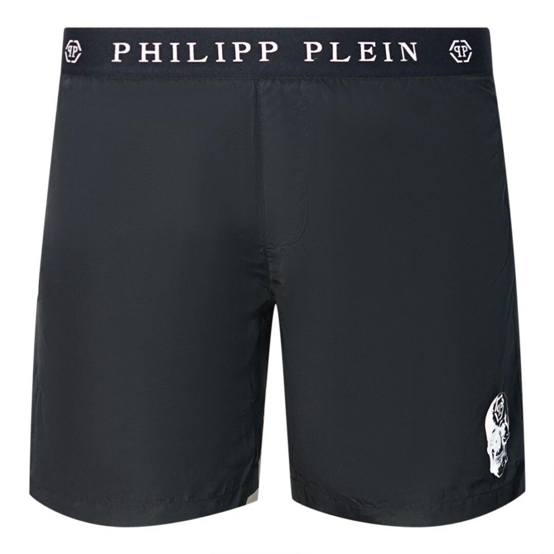 

Черные шорты для плавания с фирменным поясом Philipp Plein, черный