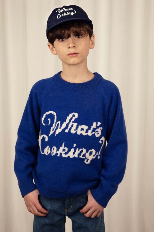 Шерстяной свитер для мальчика Mini Rodini, темно-синий