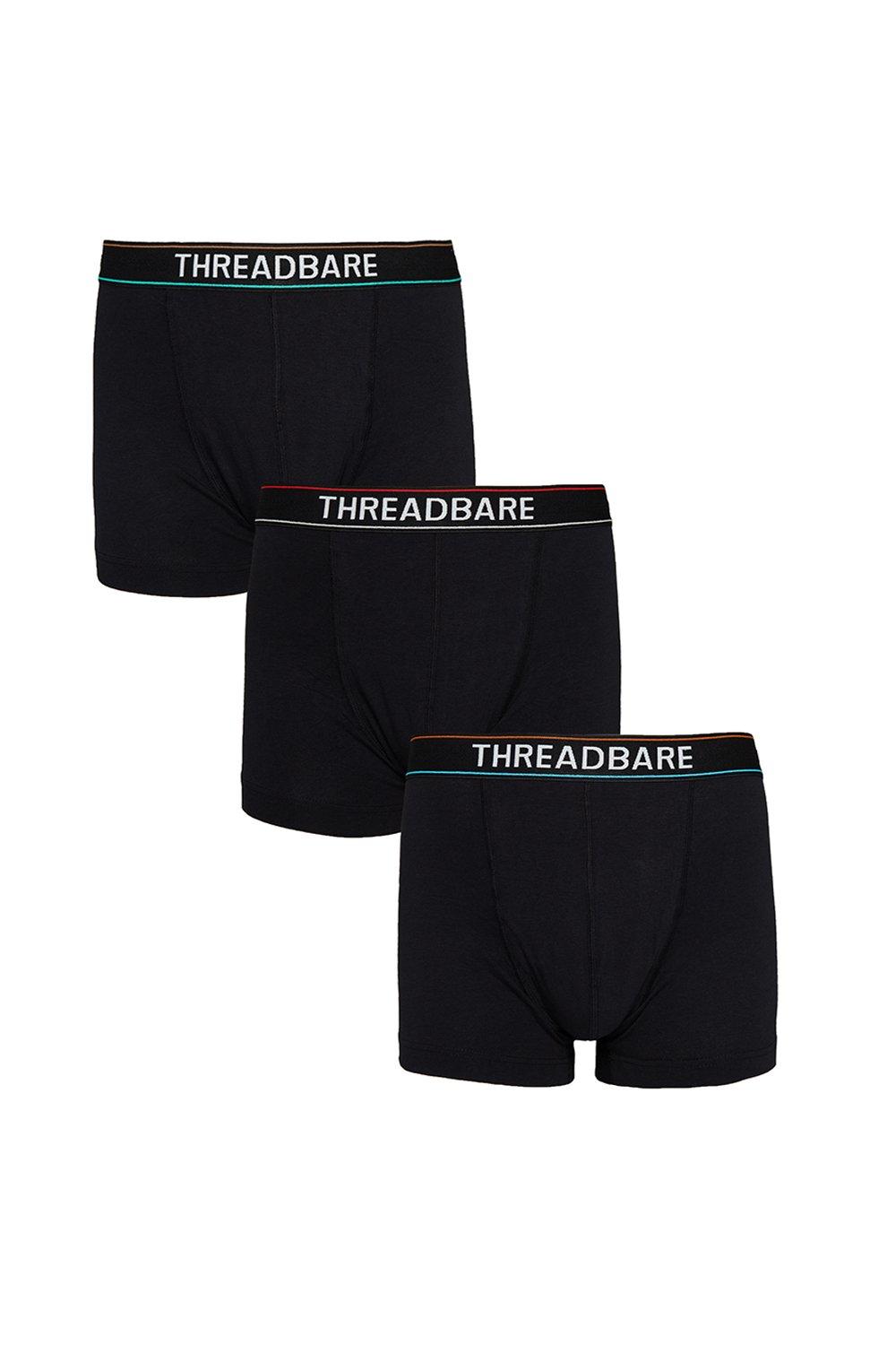 Набор из 3 хипстерских боксеров Chicane Threadbare, черный набор из 2 шорт чинос southsea threadbare черный