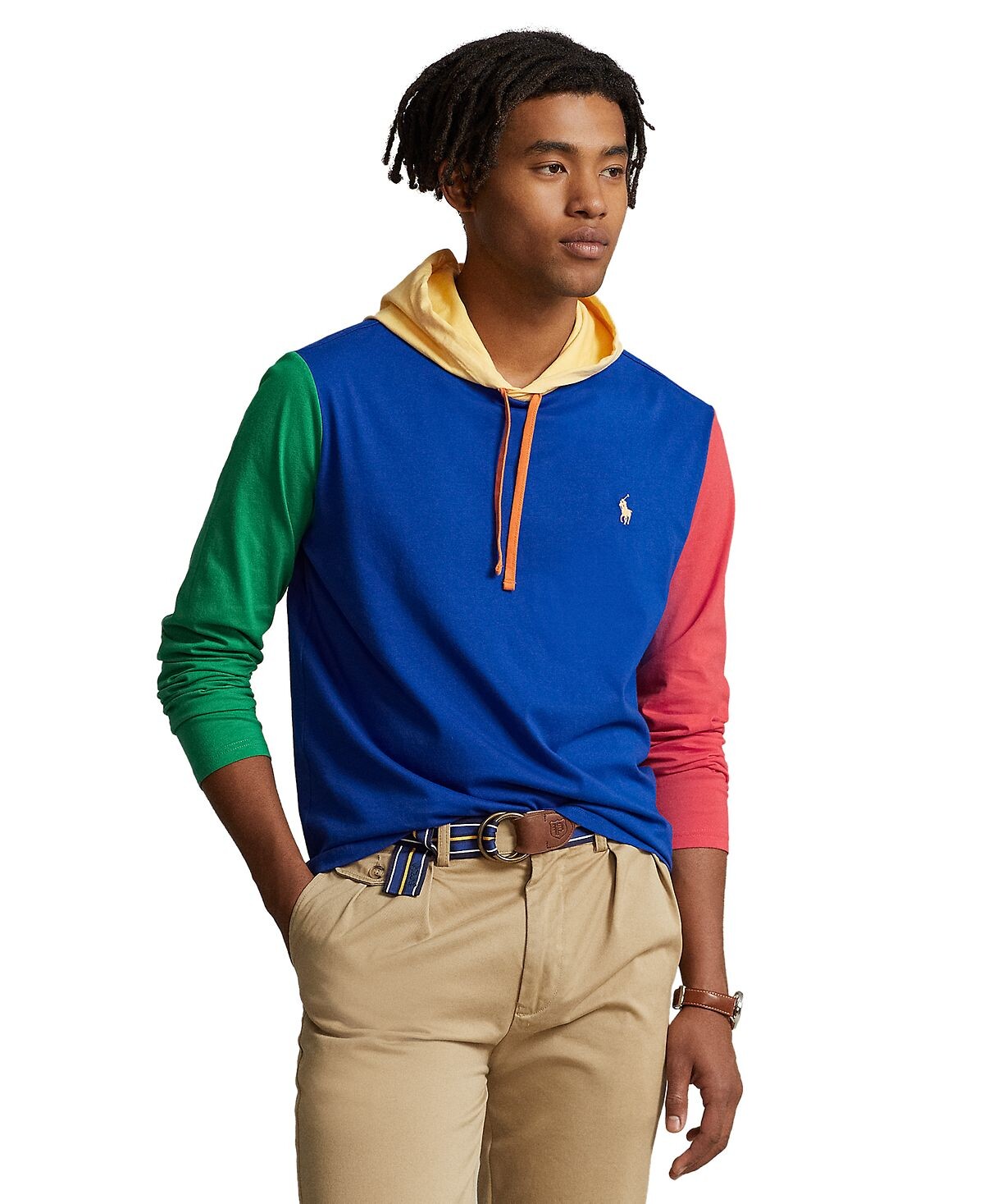 

Мужская футболка из джерси с цветными блоками и капюшоном Polo Ralph Lauren