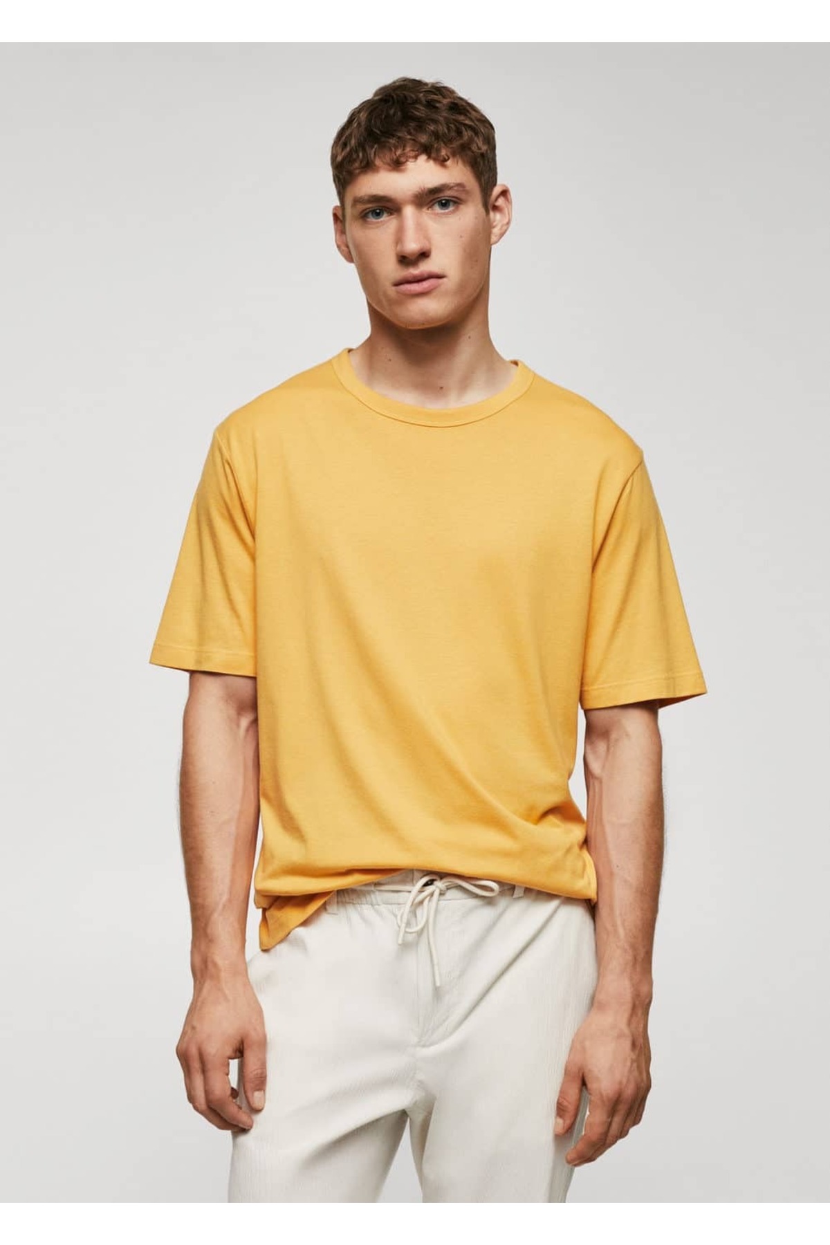 Легкая мерсеризованная повседневная футболка Mango, желтый