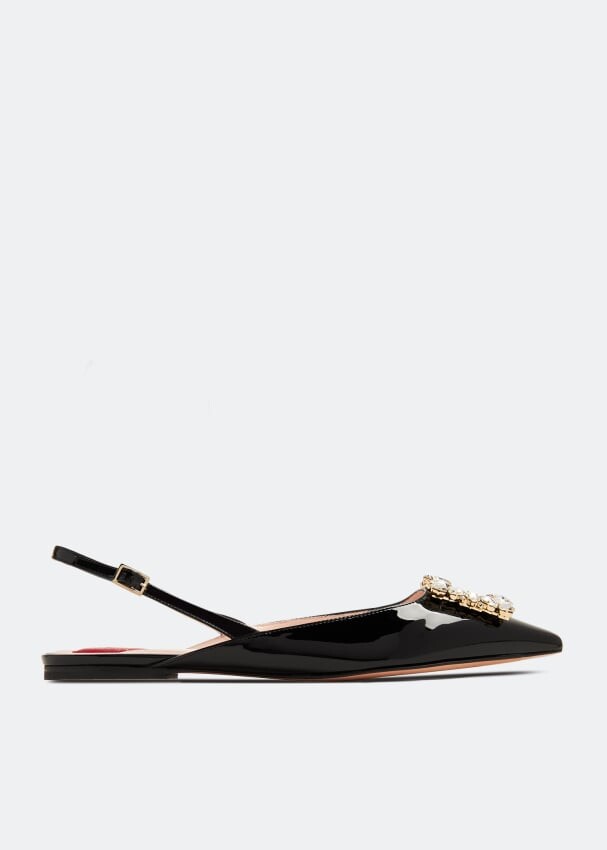 

Балетки Roger Vivier Strass Buckle Slingback Ballerinas, черный