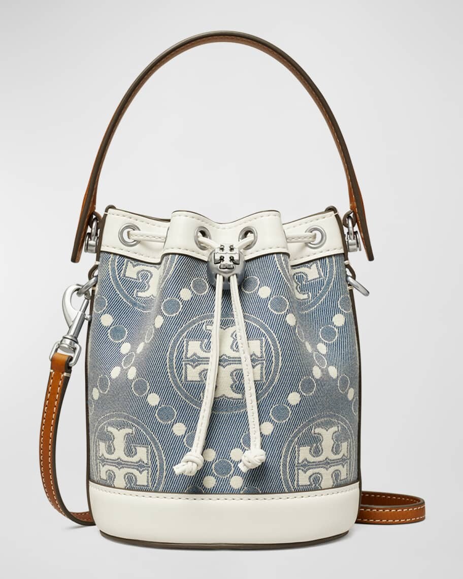 

Джинсовая сумка-мешок Mini T с монограммой Tory Burch