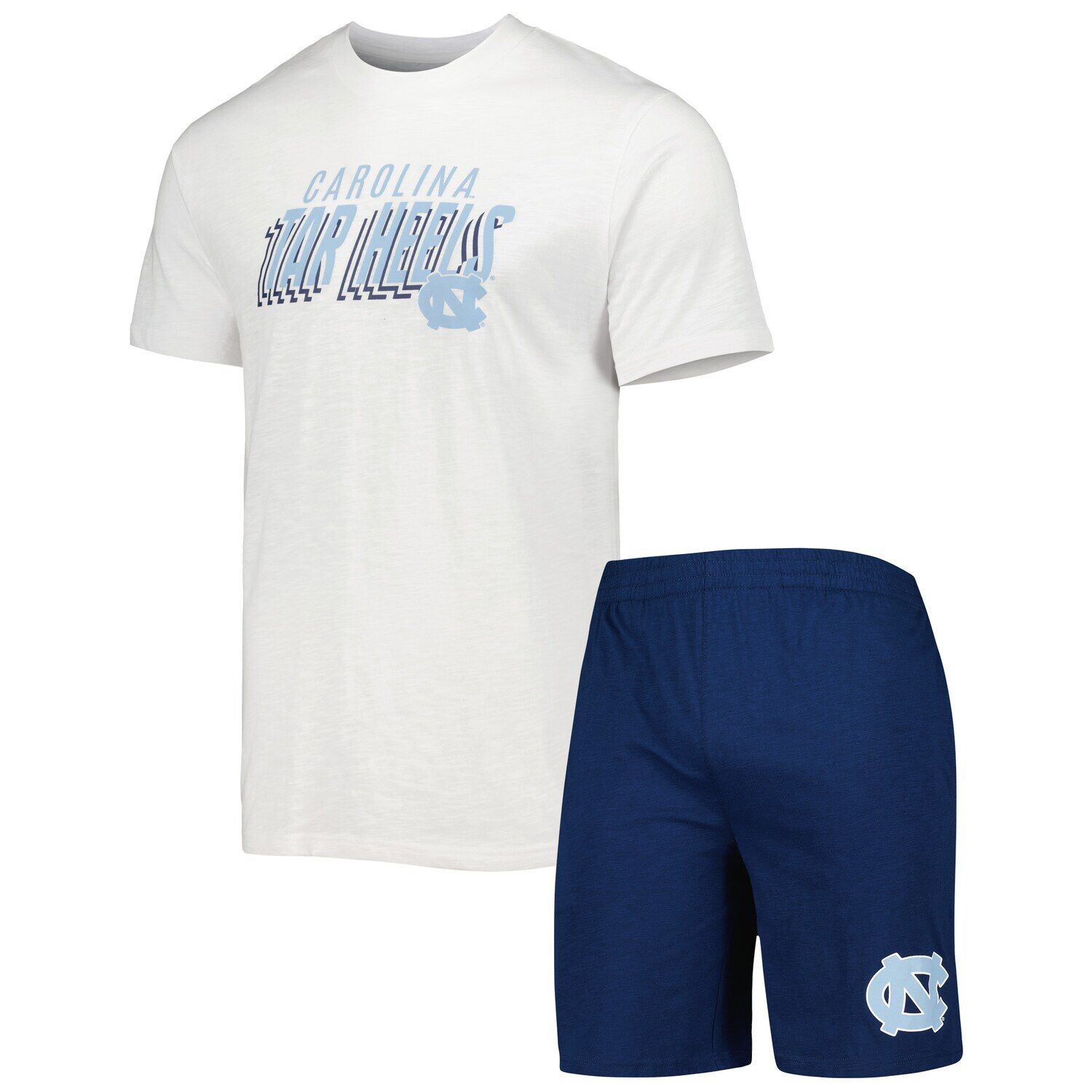 

Мужской комплект из футболки и шорт Downfield темно-синего/белого цвета North Carolina Tar Heels Concepts Sport