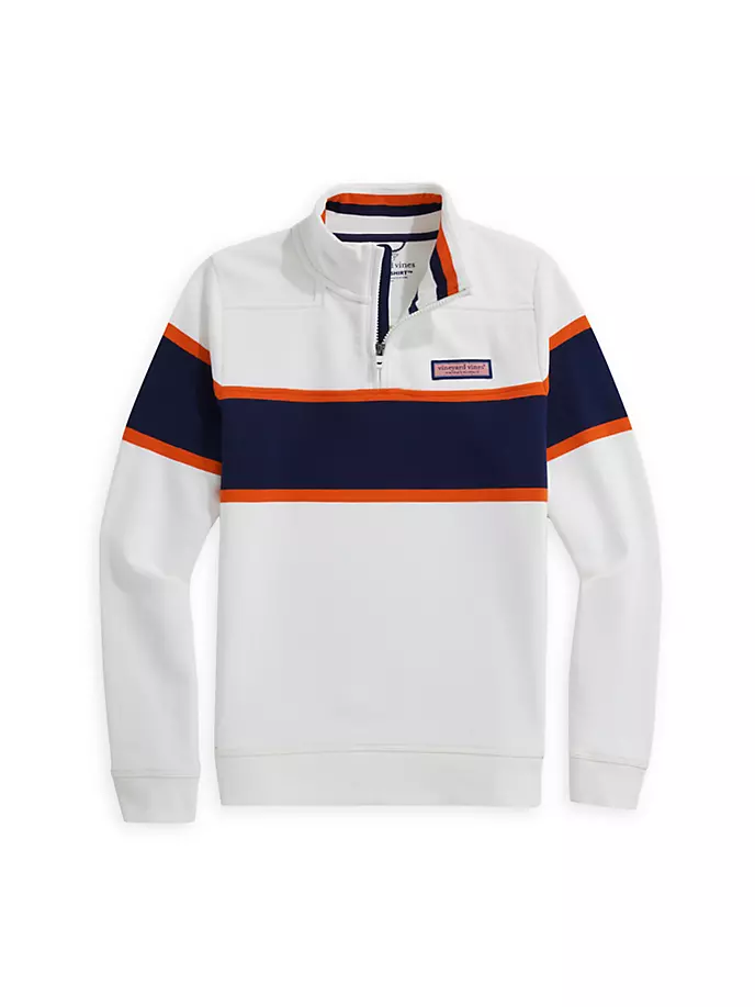 

Полосатый университетский пуловер с молнией до половины для мальчика Vineyard Vines, цвет marshmallow