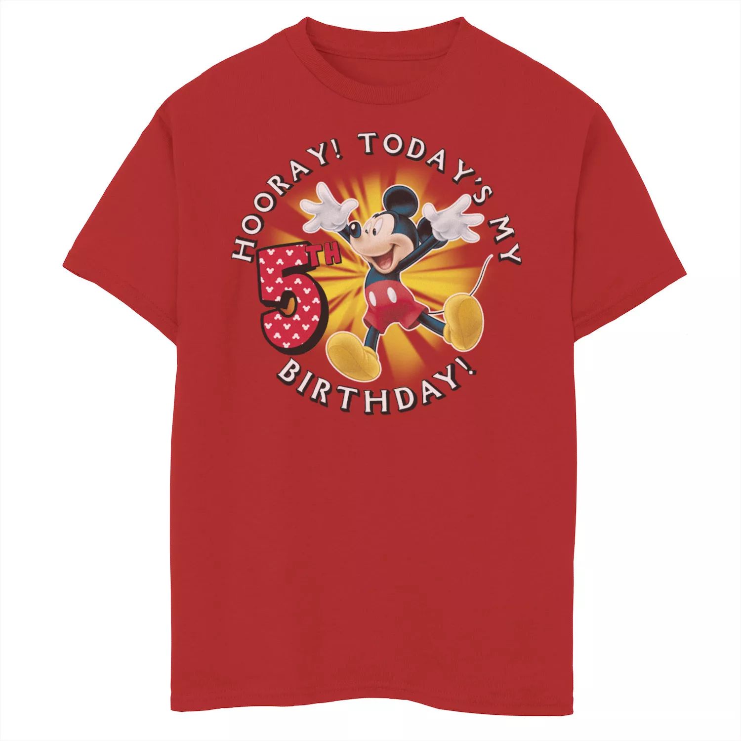 Микки Маус Диснея, мальчики 8–20 лет Ура! Футболка с рисунком «Мой 5-й день рождения» сегодня Disney, красный микки маус диснея мальчики 8–20 лет ура футболка с рисунком мой 6 й день рождения сегодня disney