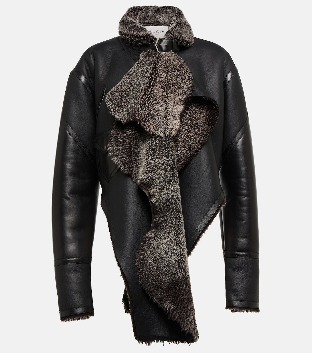 

Кожаная куртка с отделкой из овчины ALAÏA, черный