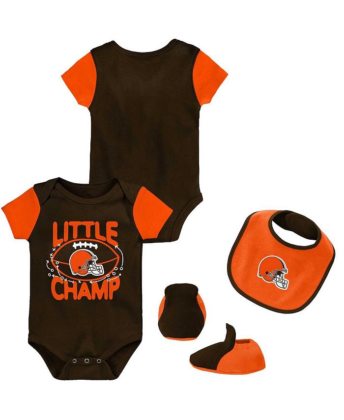 Коричневый, оранжевый комплект из трех частей боди Cleveland Browns Little Champ для мальчиков и девочек и пинеток для новорожденных Outerstuff, коричневый