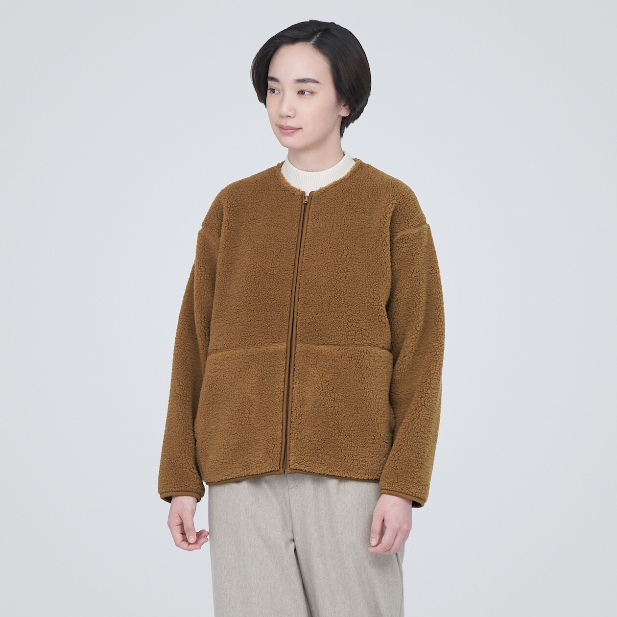 

Флисовая куртка боа MUJI, темная горчица