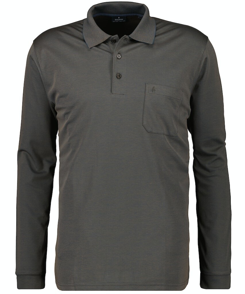 

Футболка Ragman Softknit Polo mit Brusttasche, Langarm, коричневый