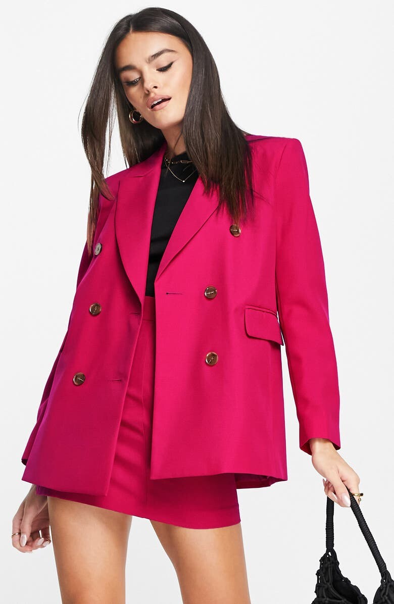 

Двубортный пиджак ASOS DESIGN, ярко-розовый