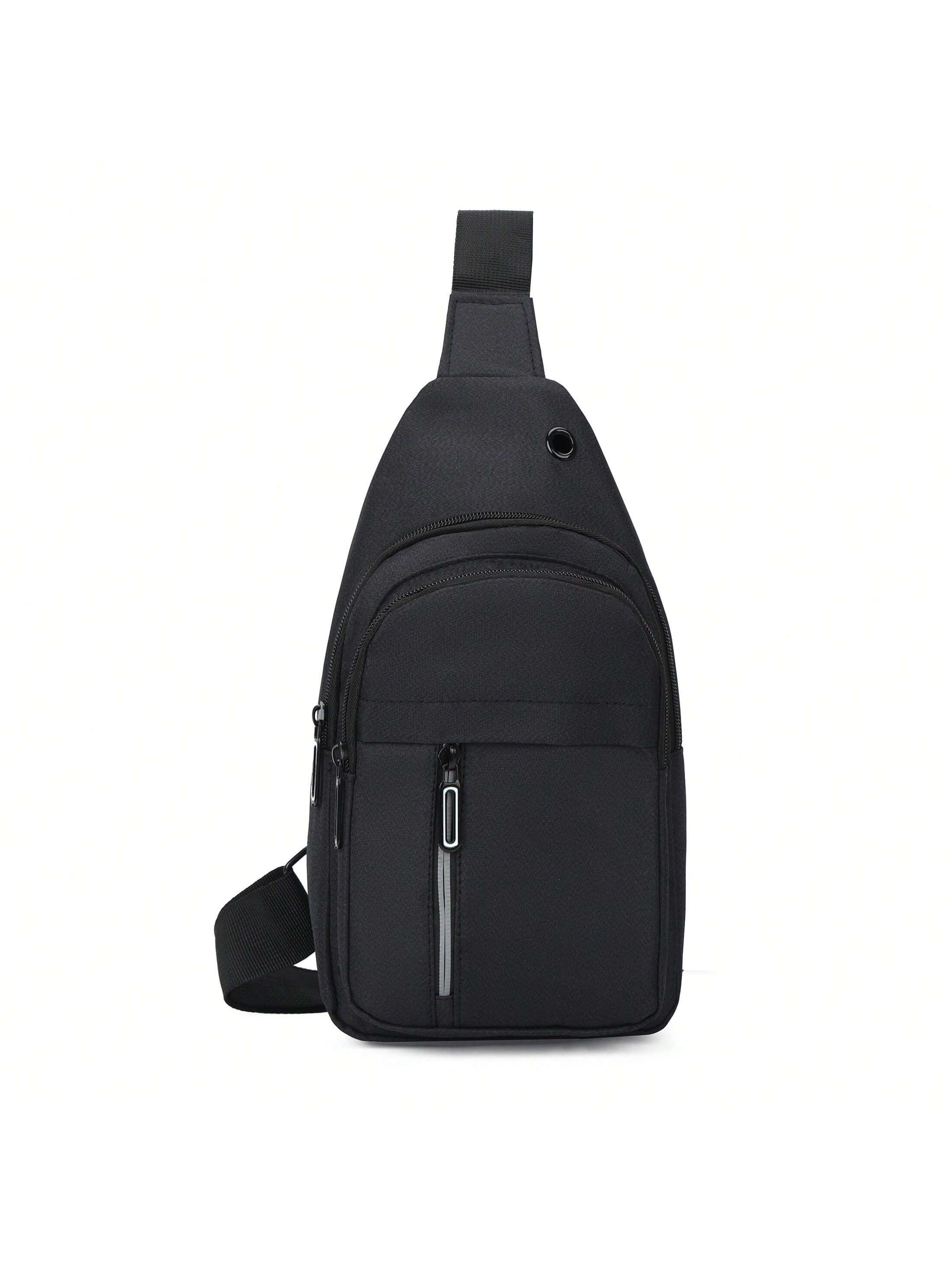1 шт. однотонная нагрудная сумка на молнии, черный многофункциональная уличная поясная сумка тактическая подвесная сумка спортивная сумка на одно плечо для кемпинга велоспорта повседнев