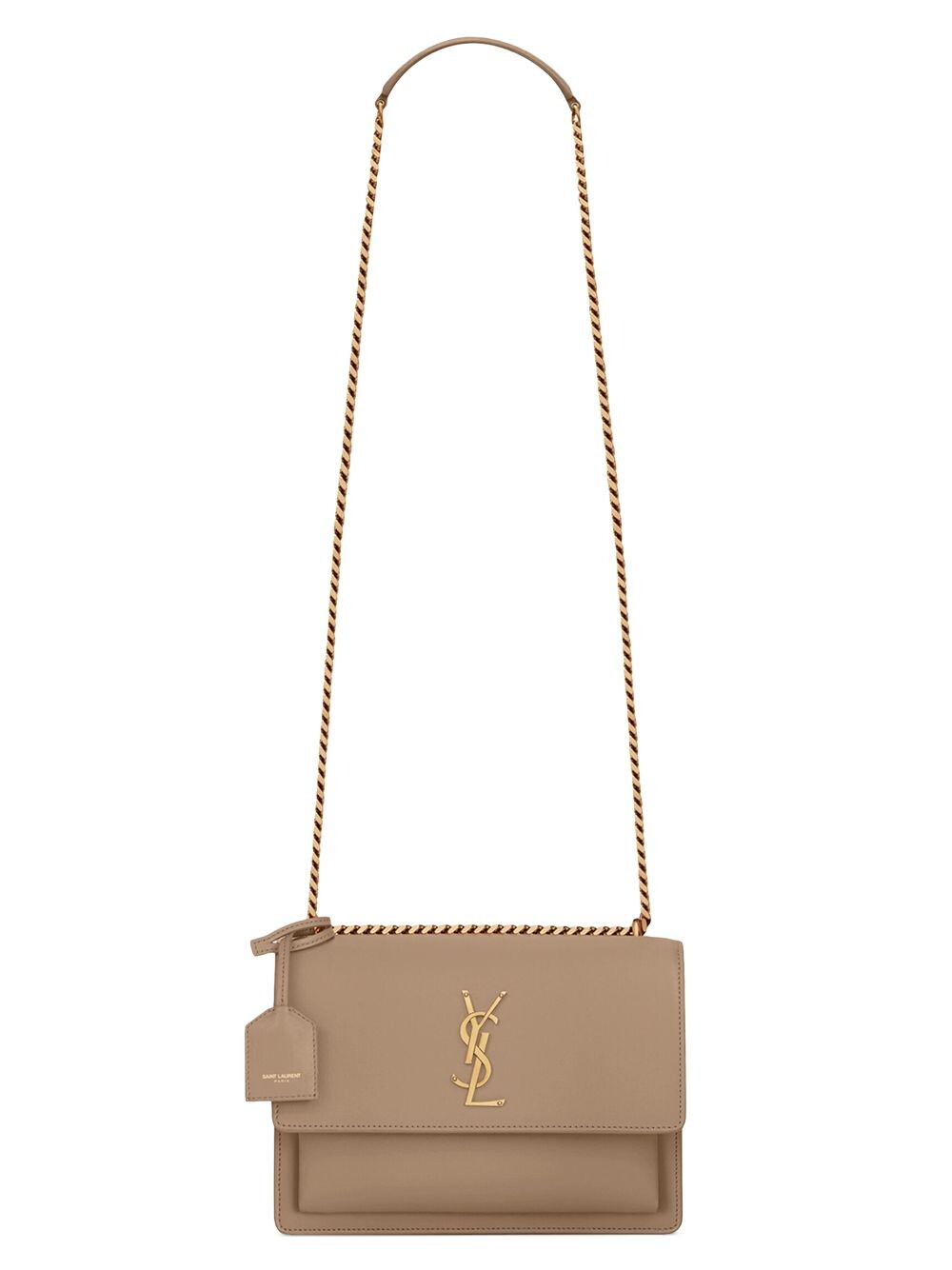 

Сумка Sunset среднего размера с цепочкой из гладкой кожи Saint Laurent, коричневый