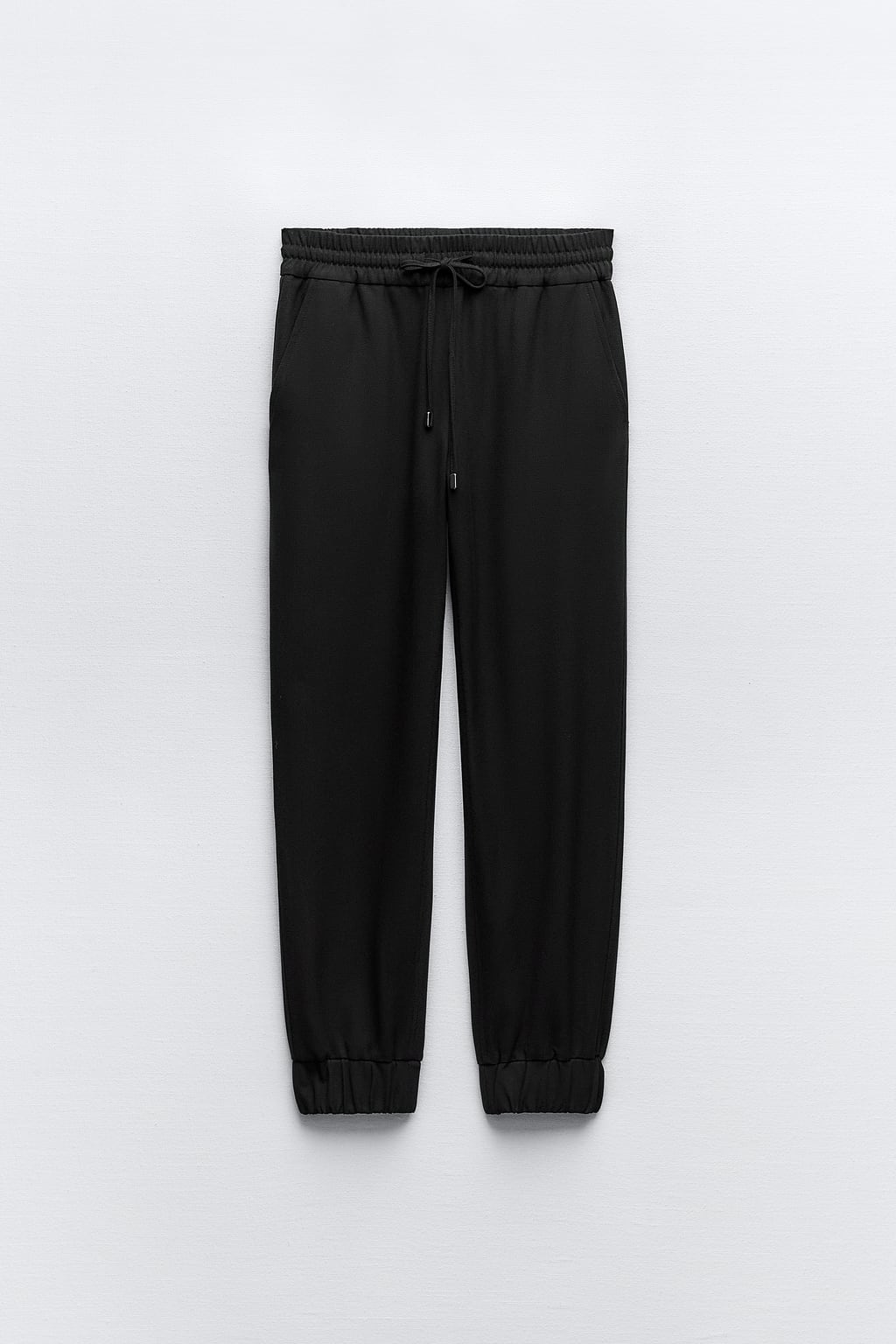 Спортивные брюки в стиле пижамы ZARA, черный брюки с завышенной талией и завязками q s by s oliver черный