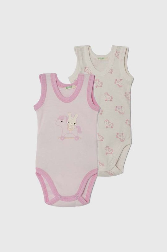 2 комплекта хлопкового боди для новорожденных и малышей United Colors of Benetton, розовый