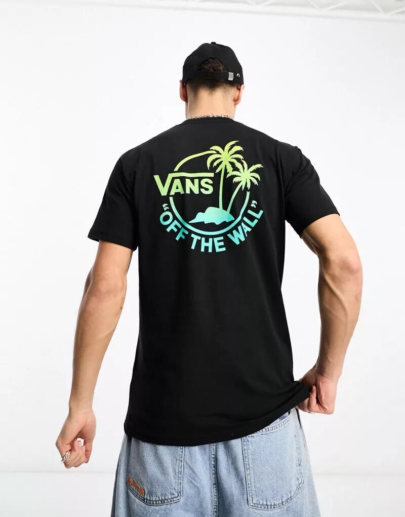 

Черная футболка с принтом в виде двух пальм на спине Vans
