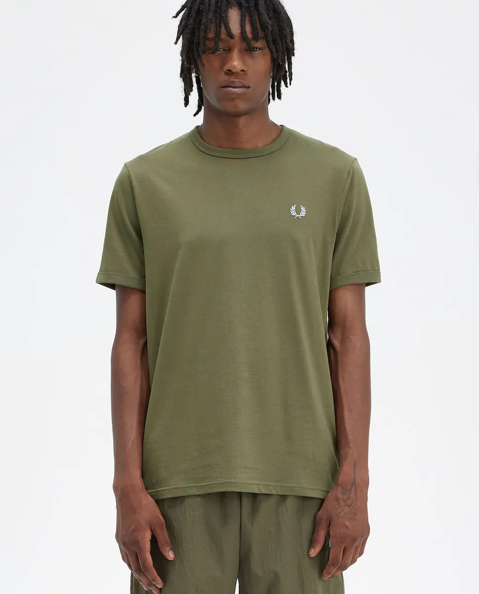 

Мужская футболка с коротким рукавом и круглым вырезом Fred Perry, цвет Kaki