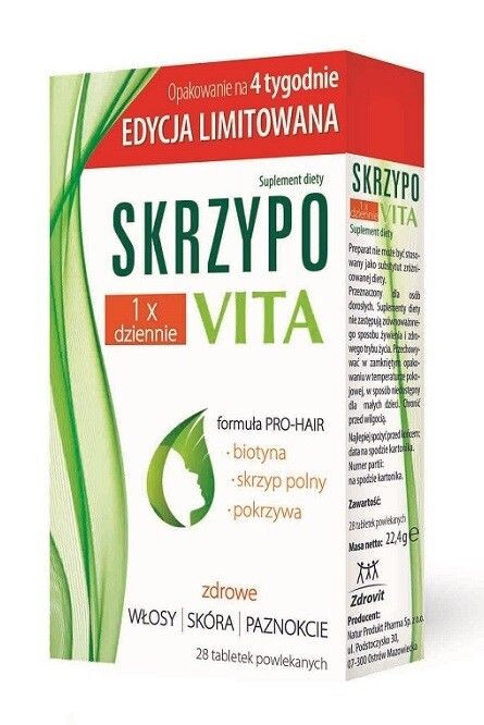 

Таблетки, укрепляющие волосы, кожу и ногти Skrzypovita 1xDziennie, 28 шт
