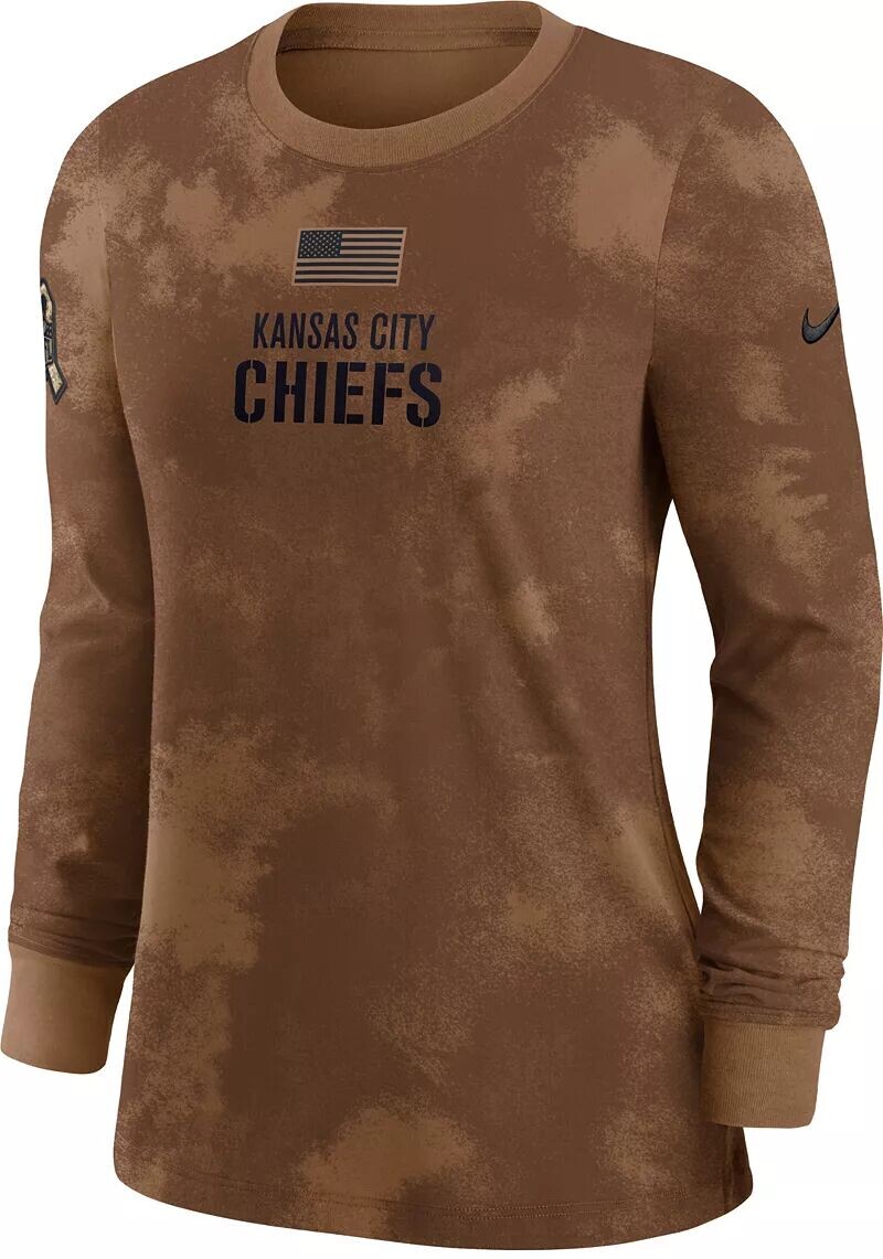 

Женская коричневая футболка с длинным рукавом Nike Kansas City Chiefs 2023 Salute to Service