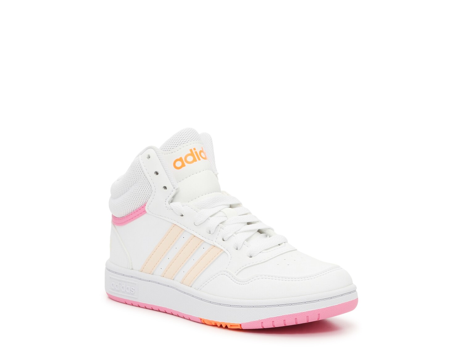Кроссовки adidas Hoops Mid 3.0 детские, белый/оранжевый/розовый