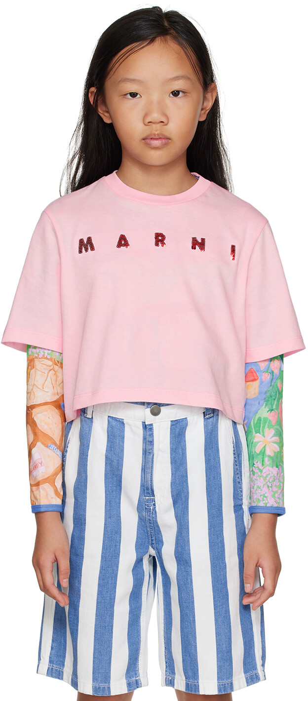 

Детская розовая футболка с пайетками Marni