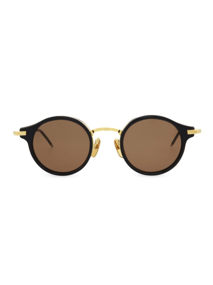 

Круглые солнцезащитные очки 45 мм Thom Browne, цвет Navy Gold
