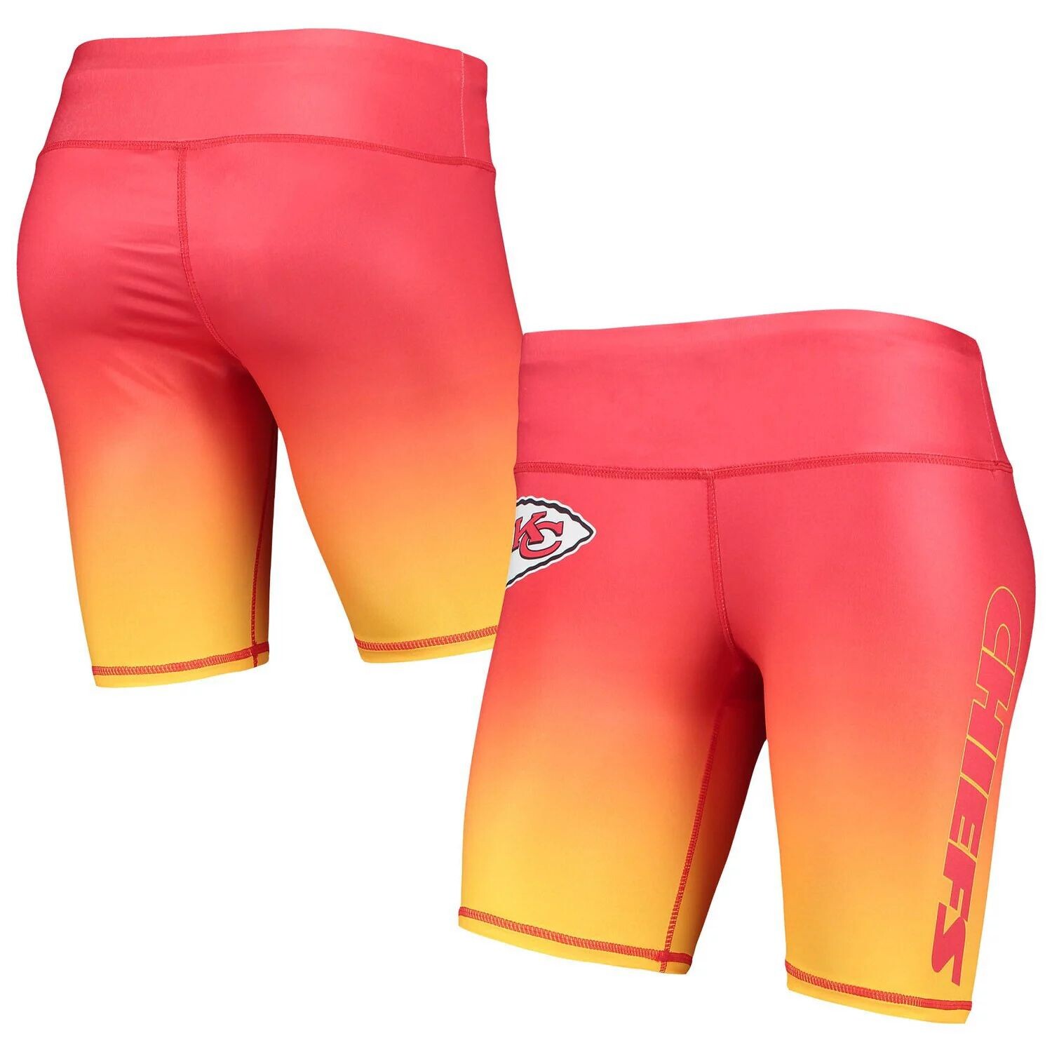 

Женские красные байкерские шорты с градиентом FOCO Kansas City Chiefs