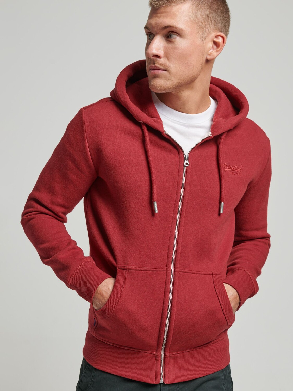

Толстовка на молнии с вышитым логотипом Vintage Superdry, трек ред марл