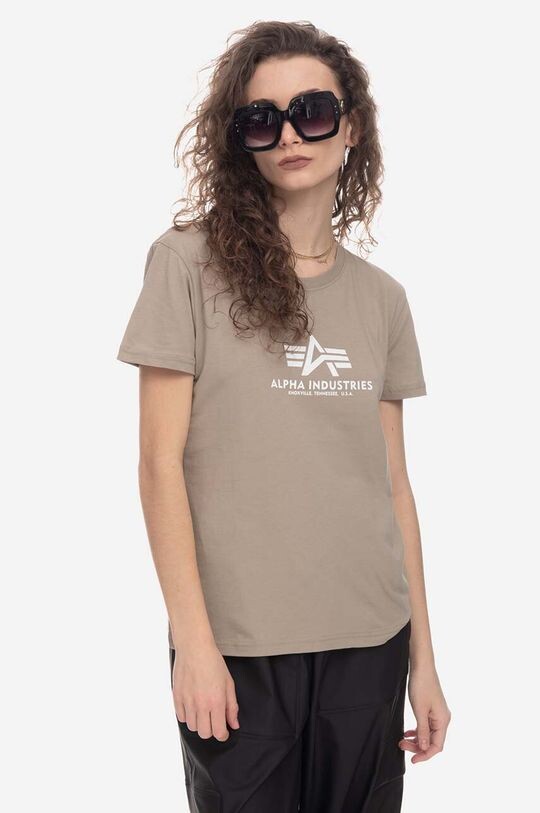 

Новая хлопковая футболка Basic T Wmn Alpha Industries, бежевый