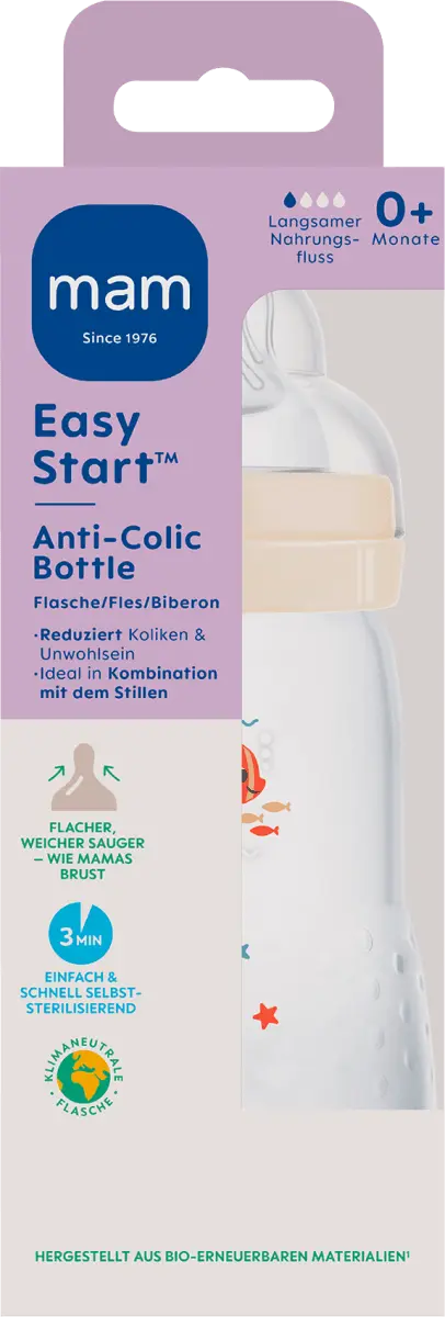 

Детская бутылочка Easy Start Anti-Colic кремовая с рождения 260 мл 1 шт. MAM