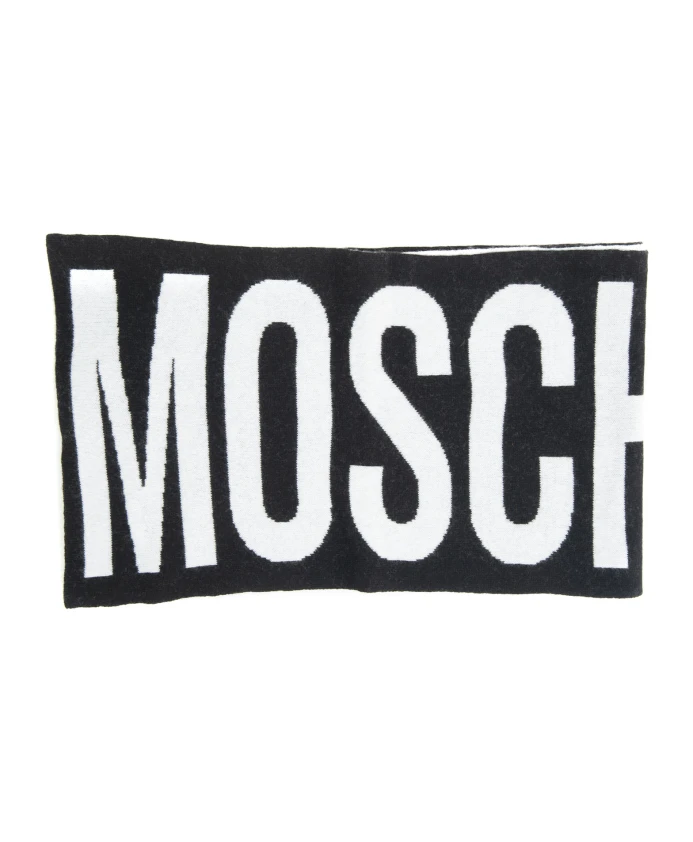 

Двухцветный шарф макси с логотипом Moschino, черный