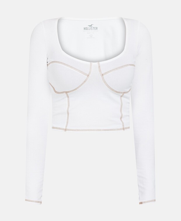 

Топ с длинными рукавами Hollister, белый