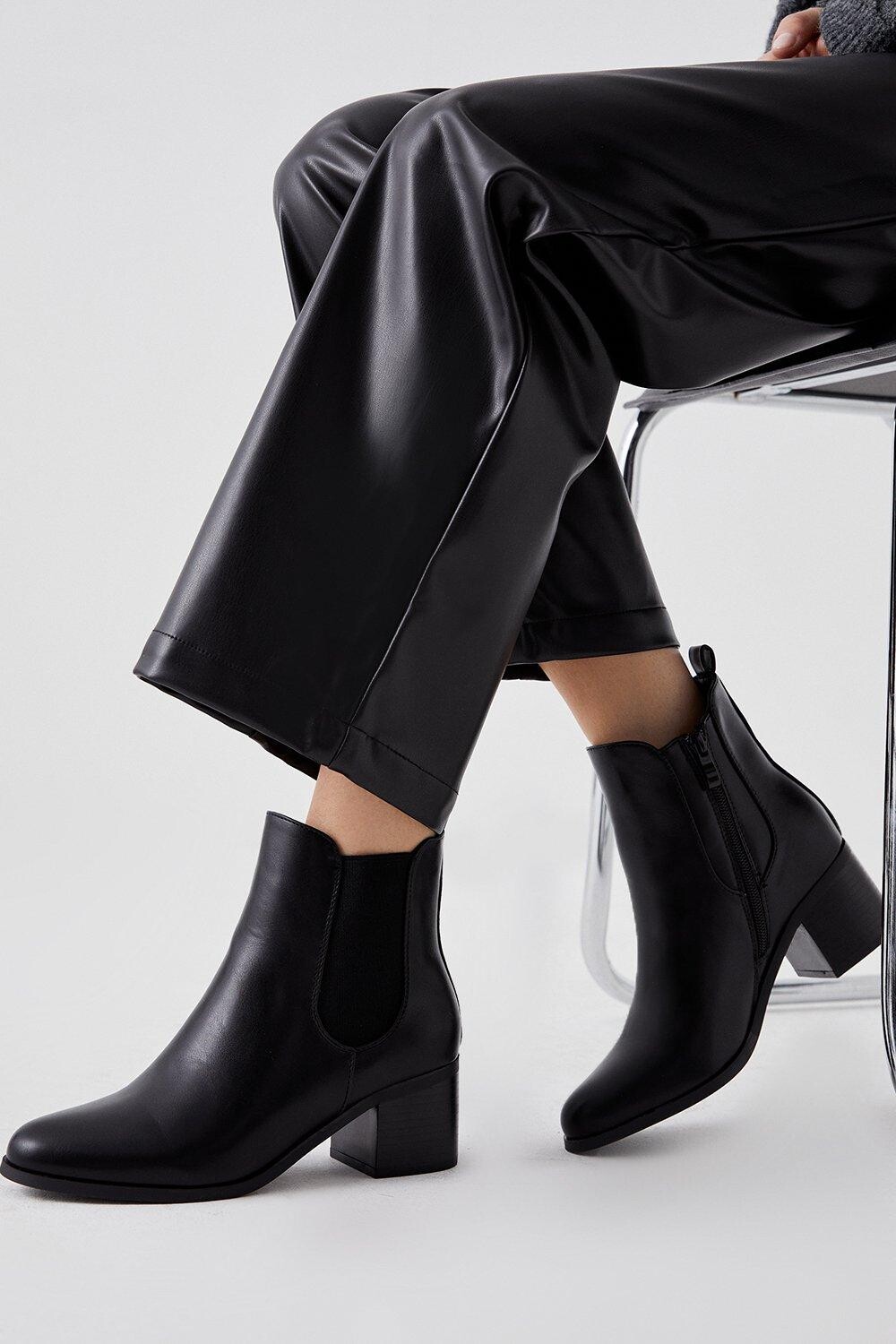 

Ботинки челси Maia на блочном каблуке Dorothy Perkins, черный, Черный;серый