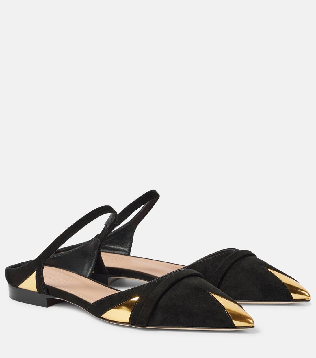 

Замшевые мюли Uma 10 Malone Souliers, цвет black/gold